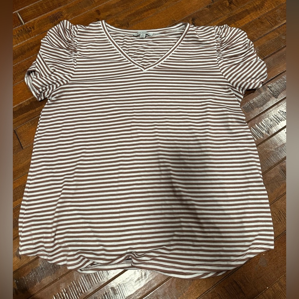 Striped Brown and White Women's Top